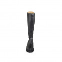 Woman’s black leather boots with elastic insert, zip and heel 5 - Available sizes:  32, 33, 34, 42, 43, 44, 46