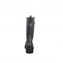 Stivale tre quarti stringato da donna in pelle nera con cerniera tacco 5 - Misure disponibili: 32, 34, 42, 43, 44, 45