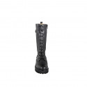Bottes trois-quarts à lacets pour femmes en cuir noir avec fermeture zippée et talon 5 - Pointures disponibles:  32, 34, 42, 43, 44, 45