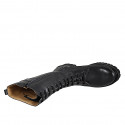 Bottes trois-quarts à lacets pour femmes en cuir noir avec fermeture zippée et talon 5 - Pointures disponibles:  32, 34, 42, 43, 44, 45