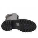 Stivale tre quarti stringato da donna in camoscio grigio e pelle nera con cerniera tacco 5 - Misure disponibili: 33, 34, 42, 43, 44, 45