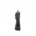 Woman’s three-quarter length lace-up boots in black leather with zip, double buckle and heel 5 - Available sizes:  32, 33, 34, 43, 44, 45, 46