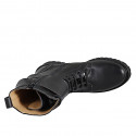 Bottes trois-quarts à lacets pour femmes en cuir noir avec fermeture zippée, double boucle et talon 5 - Pointures disponibles:  32, 33, 34, 43, 44, 45, 46