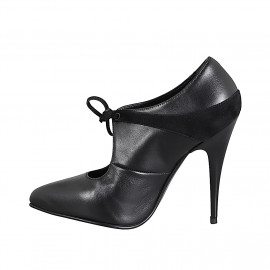 Woman’s pointy lace-up décolleté in black leather and suede with stiletto heel 11 - Available sizes:  31, 32, 33, 34, 35, 42, 43, 44, 45, 46, 47 2