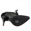 Zapatos de salón para mujer con cordones, punta fina, de piel y gamuza negra, con tacón de aguja 11 - Tallas disponibles:  31, 32, 34, 35, 42, 43, 44, 45, 46, 47