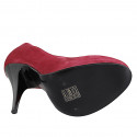 Zapatos de salón para mujer en gamuza granate, con punta redonda, plataforma y tacón de aguja 11 - Tallas disponibles:  31, 32, 33, 34, 35, 42, 43, 44, 46, 47