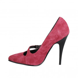 Woman’s maroon suede pumps with ankle strap and stiletto heel 11 - Available sizes:  31, 32, 33, 34, 35, 42, 43, 44, 45, 46, 47 2