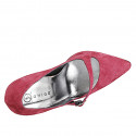 Zapatos de salón para mujer en gamuza granate con correa y tacón de aguja 11 - Tallas disponibles:  31, 32, 33, 34, 35, 42, 43, 44, 45, 46, 47