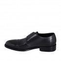 Scarpa da uomo con fibbia e puntale con lavorazione brogue in pelle nera - Misure disponibili: 36, 37, 38, 46, 47, 49, 50, 51, 52