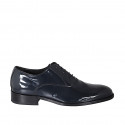 Man’s blue patent leather Oxford lace-up shoes - Available sizes:  36, 37, 38, 47, 48, 49, 50, 51, 52