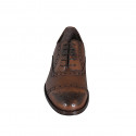 Man’s Oxford lace-up shoes with brogue toe cap in cognac leather - Available sizes:  36, 37, 38, 46, 47, 48, 49, 50, 51, 52