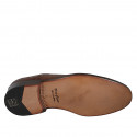 Scarpa stringata Oxford da uomo con puntale brogue in pelle color cuoio - Misure disponibili: 36, 37, 38, 46, 47, 48, 49, 50, 51, 52