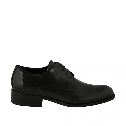 Scarpa derby stringata da uomo in pelle liscia nera - Misure disponibili: 36, 37, 38, 46, 47, 48, 49, 50, 51, 52