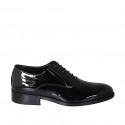 Chaussures Oxford à lacets pour homme en cuir verni noir - Pointures disponibles:  36, 37, 38, 46, 47, 48, 50, 51, 52