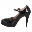 Décolleté Mary Jane da donna in vernice metallizzata nera con plateau tacco 11 - Misure disponibili: 32, 33, 34, 43, 44, 45, 46, 47