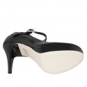 Woman's Mary Jane platform pumps in metallic black patent leather heel 11 - Available sizes:  32, 33, 34, 43, 44, 45, 46, 47