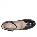 Woman's Mary Jane platform pumps in metallic black patent leather heel 11 - Available sizes:  32, 33, 34, 43, 44, 45, 46, 47