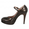 Décolleté Mary Jane da donna in vernice bronzo metallizzata con plateau e tacco 11 - Misure disponibili: 32, 33, 34, 42, 43, 44, 45, 46