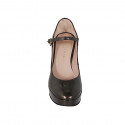 Décolleté Mary Jane da donna in vernice bronzo metallizzata con plateau e tacco 11 - Misure disponibili: 32, 33, 34, 42, 43, 44, 45, 46
