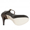 Décolleté Mary Jane da donna in vernice bronzo metallizzata con plateau e tacco 11 - Misure disponibili: 32, 33, 34, 42, 43, 44, 45, 46