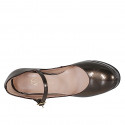 Décolleté Mary Jane da donna in vernice bronzo metallizzata con plateau e tacco 11 - Misure disponibili: 32, 33, 34, 42, 43, 44, 45, 46