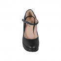 Décolleté Mary Jane da donna in pelle nera con plateau e tacco 11 - Misure disponibili: 32, 33, 34, 42, 43, 44, 45, 46, 47
