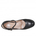 Escarpins Mary Jane pour femmes en cuir noir avec plateau et talon 11 - Pointures disponibles:  32, 33, 34, 42, 43, 44, 45, 46, 47