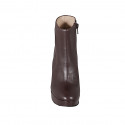 Stivaletto da donna in pelle marrone con cerniera e plateau tacco 11 - Misure disponibili: 32, 33, 34, 35, 42, 43, 44, 45, 46, 47