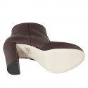 Botines para mujer en piel marrón con cremallera, plataforma y tacón 11 - Tallas disponibles:  32, 33, 34, 35, 42, 43, 44, 45, 46, 47