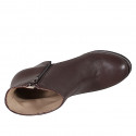 Botines para mujer en piel marrón con cremallera, plataforma y tacón 11 - Tallas disponibles:  32, 33, 34, 35, 42, 43, 44, 45, 46, 47