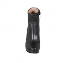 Stivaletto da donna con cerniera e plateau in pelle nera tacco 11 - Misure disponibili: 33, 34, 35, 42, 43, 44, 45, 46, 47