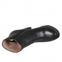 Woman's ankle boot with zipper and platform in black leather heel 11 - Available sizes:  33, 34, 35, 42, 43, 44, 45, 46, 47