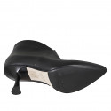 Stivaletto a punta da donna in pelle nera con cerniera e tacco 7 - Misure disponibili: 32, 42, 43, 44, 45, 46, 47