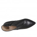 Botines con punta para mujer en piel negra con cremallera y tacón 7 - Tallas disponibles:  32, 42, 43, 44, 45, 46, 47