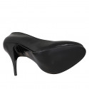 Décolletè da donna in pelle nera a punta tonda con tacco a spillo e plateau tacco 11 - Misure disponibili: 31, 32, 33, 34, 35, 42, 43, 44, 45, 46