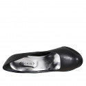Escarpins pour femmes en cuir noir à bout rond avec talon aiguille, plateau et talon 11 - Pointures disponibles:  31, 32, 33, 34, 35, 42, 43, 44, 45, 46