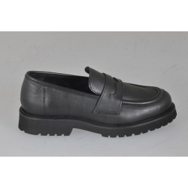 Woman’s black leather loafer with heel 3 - Available sizes:  32, 33, 34, 42, 43, 44, 45
