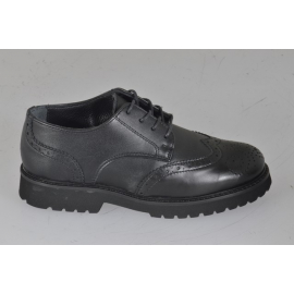 Scarpa stringata derby da donna in pelle nera tacco 3 - Misure disponibili: 33, 34, 42, 43, 44, 45, 46