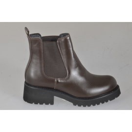 Woman’s Chelsea ankle boots in dark brown leather with elastic side panels heel 5 - Available sizes:  32, 33, 34, 42, 43, 44, 45