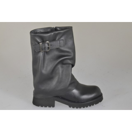 Woman’s three-quarter length boots in black leather with a draped shaft, buckle heel 5 - Available sizes:  32, 33, 34, 42, 43, 44, 45, 46