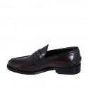 Mocasin college elegante para hombre en piel cepillada color granate - Tallas disponibles:  36, 37, 38, 46, 47, 48, 49, 50, 51, 52