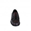 Man's elegant Penny loafer in maroon brush-off leather - Available sizes:  36, 37, 38, 46, 47, 48, 49, 50, 51, 52