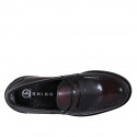Man's elegant Penny loafer in maroon brush-off leather - Available sizes:  36, 37, 38, 46, 47, 48, 49, 50, 51, 52