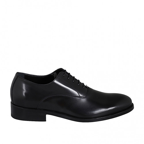 Zapato oxford elegante con cordones para hombre en piel cepillada negra - Tallas disponibles:  37, 38, 46, 47, 48, 49, 50, 51, 52