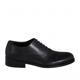 Chaussure richelieu élégant avec bout Brogue pour hommes en cuir noir - Pointures disponibles:  36, 37, 38, 46, 47, 48, 49, 51, 52