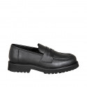 Woman’s black leather loafer with heel 3 - Available sizes:  32, 33, 43, 44, 45, 46