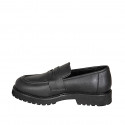 Woman’s black leather loafer with heel 3 - Available sizes:  32, 33, 43, 44, 45, 46