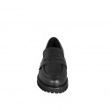 Woman’s black leather loafer with heel 3 - Available sizes:  32, 33, 43, 44, 45, 46