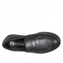 Woman’s black leather loafer with heel 3 - Available sizes:  32, 33, 43, 44, 45, 46