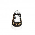 Woman’s lace-up sneaker in black suede and spotted calf hair, with removable insole and wedge 4 - Available sizes:  32, 33, 35, 42, 43, 44, 46
